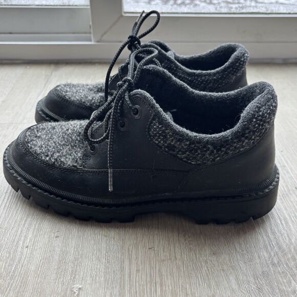 CATER Italy Black Leather 100% Virgin Wool Chunky Lug Sole Oxfords 7M 39 - Picture 8 of 14